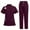 Wine, variant on LSLJS Nursing Scrubs for Women Sets Uniform Short Sleeve Zipper Collar Top Drawstring Cargo Pants, Casual Solid Workwear with Muilt Pockets, S-2XL