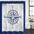 thumbnail image 2 of Blue Compass Nautical Shower Curtain, Waterproof Shower Curtains for Bathroom, Coastal Abstract Art Retro Washable Fabric Bathtub Curtain Set Bath Decor with 12 Hooks Long 72"x84", 2 of 8