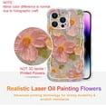 thumbnail image 2 of Case for iPhone 16 Pro Max, Colorful Retro Oil Painting Printed Flower Laser Glossy Pattern Cute Curly Wave Edge Exquisite Phone Cover Stylish Durable TPU Protective Case for Girl Women-Green,Green, 2 of 5