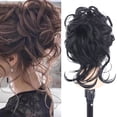 thumbnail image 4 of Bollo De Pelo Ondulado 1 pieza de cabello rizado con clip de garra, extensión de cabello desordenado para dama (negro), 4 of 5