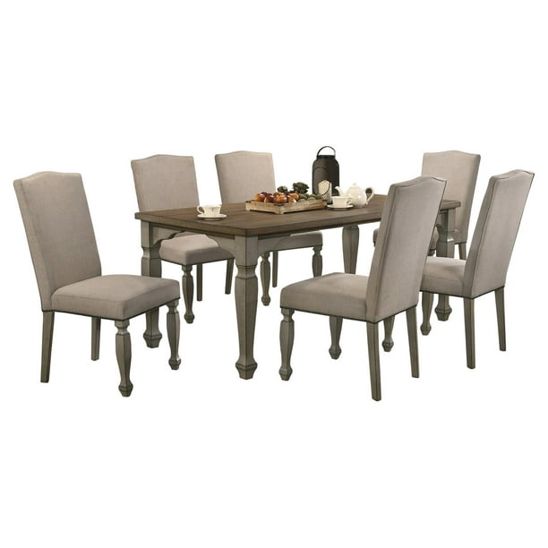 Roundhill Furniture Breda Antique Gray Finished '' Height 7-Piece  Dining Set 