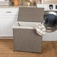 thumbnail image 3 of Household Essentials Handwoven Laundry Hamper, Synthetic Rattan Clothes Laundry Basket with Lid and Handles, Foldable, Removable Liner Bag, 3 of 14