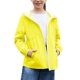 thumbnail image 2 of MKOSPLRT Girls Waterproof Hooded Jacket Lightweight Raincoats for Kids Boys Windbreaker Outdoor Rain Jacket Solid Full Zip Rain Coats with Pocket, 2 of 6