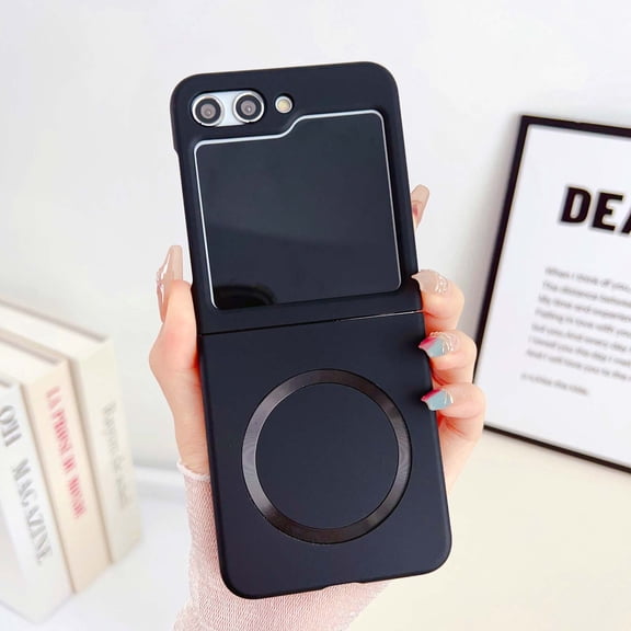 Magnetic Phone Case for Samsung Galaxy Z Flip 6 Compatible for Magsafe,Solid Color Designing, Ultra Slim Shockproof Protective Case with Built-in Magnet Circle for Samsung Galaxy Z Flip 6,Black