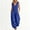 Blue, variant on Women Sleeveless Hooded Zip Front Solid Jumpsuit, Elastic Waist Baggy Cuffed Ankle Side Pockets Casual Loose Rompers Brown XL(XL)