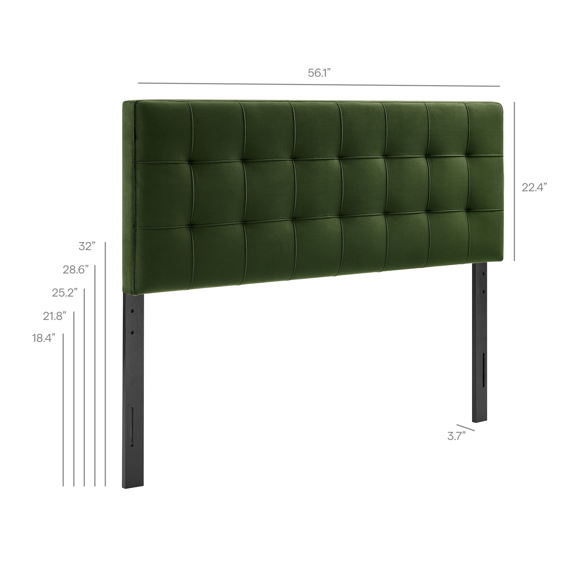 Lily Stain-Resistant Performance Velvet Full Size Headboard in Moss Green