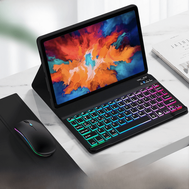 Teclado Bluetooth inalámbrico retroiluminado para Lenovo Tab M10 Plus P11 Pro Funda protectora para teclado Bluetooth