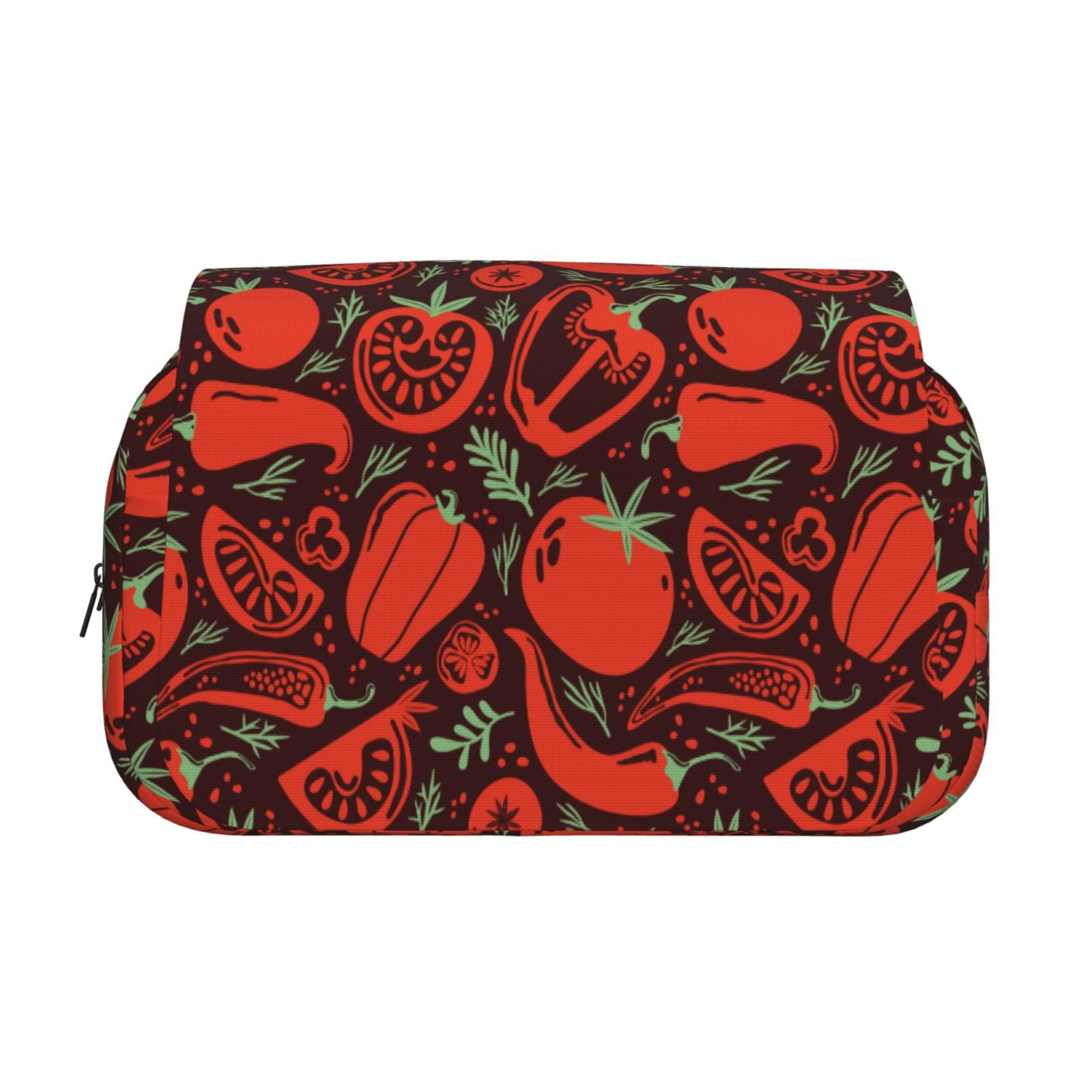 Rateoe Tomatoes And Chili Pattern Double Clamshell Pen Case, Storage Organizer with Two Zipper Compartments– Holds Up to 50 Pencils & Pens