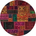 thumbnail image 1 of Ahgly Company Machine Washable Indoor Round Abstract Sangria Brown Area Rugs, 7' Round, 1 of 7