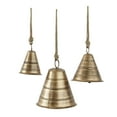 thumbnail image 6 of DecMode Tibetan Inspired Bronze Metal Conical Decorative Cow Bells with Jute Hanging Rope, 3 Count, 6 of 8
