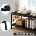 thumbnail image 6 of SuperDeal 2-Tier Compact Coffee Table Industrial Cocktail Desk W/ Storage Shelf for Small Apartment Living Room, Black, 6 of 9