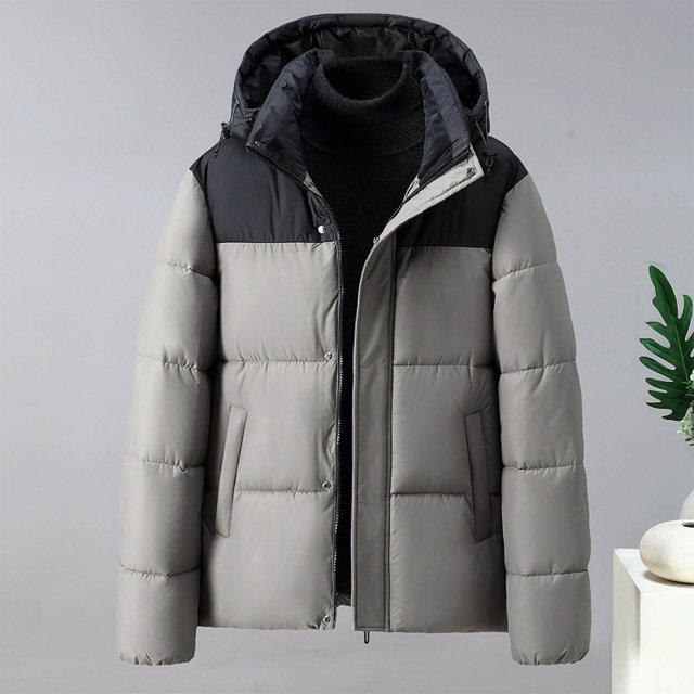 Puntoco Chaqueta Acolchada Gruesa Para Exteriores Con Cremallera Y Capucha De Manga Larga Para Hombre