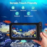 2 Pack Multicolor Waterproof Phone Pouch, Large Phone Waterproof Case Dry Bag, Protection Level: IP68, Black