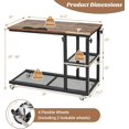 thumbnail image 3 of GRAFFY C Shaped End Table - Height Adjustable Couch Sofa Table with Tiltable Tabletop, Lockable Wheels and Storage Shelves, Mobile Side Table for Living Room, Bedroom (Rustic Brown), 3 of 9