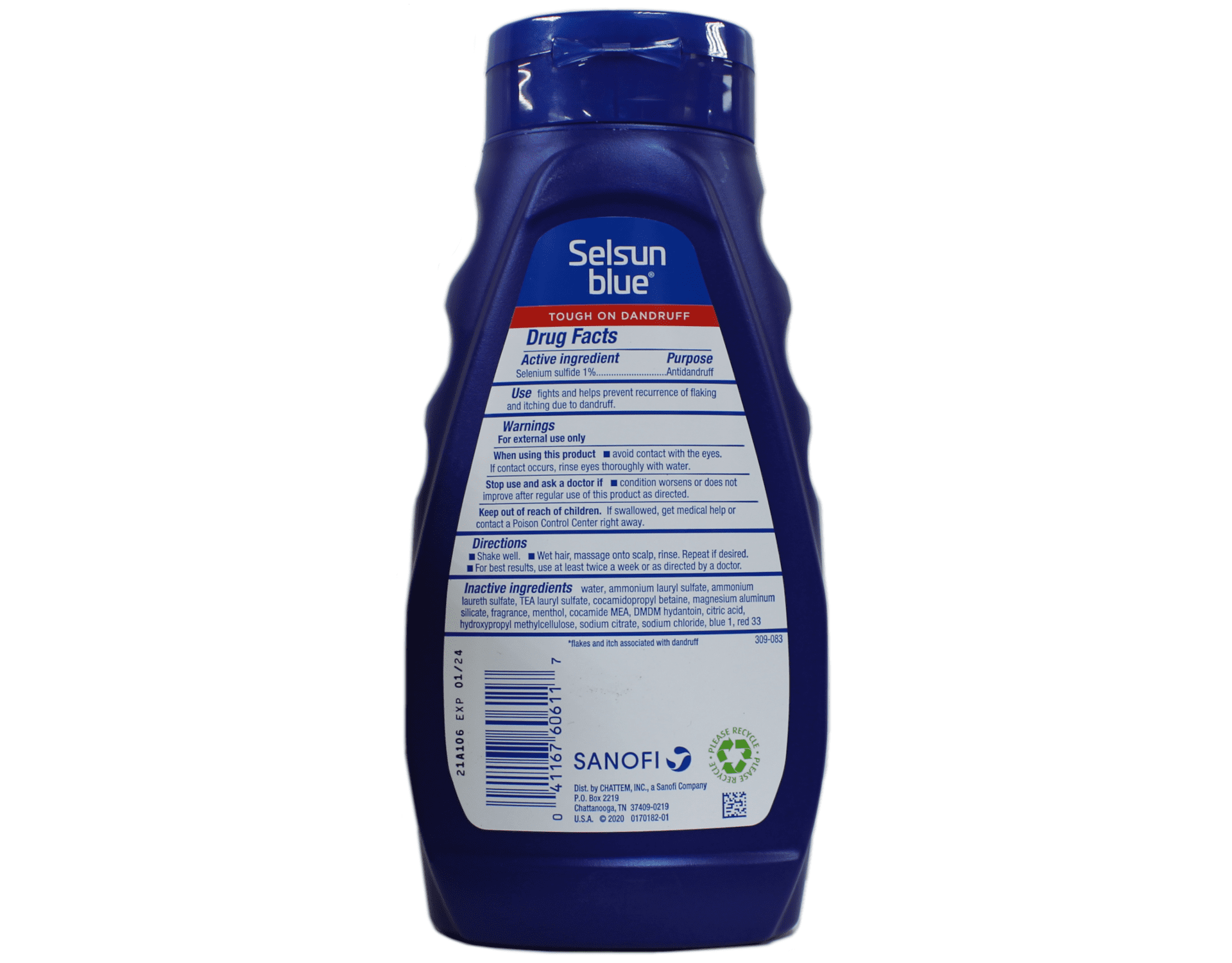 6 Pack Selsun Blue Medicated Maximum Strength Dandruff Shampoo Men's Care, 11 Ounce each