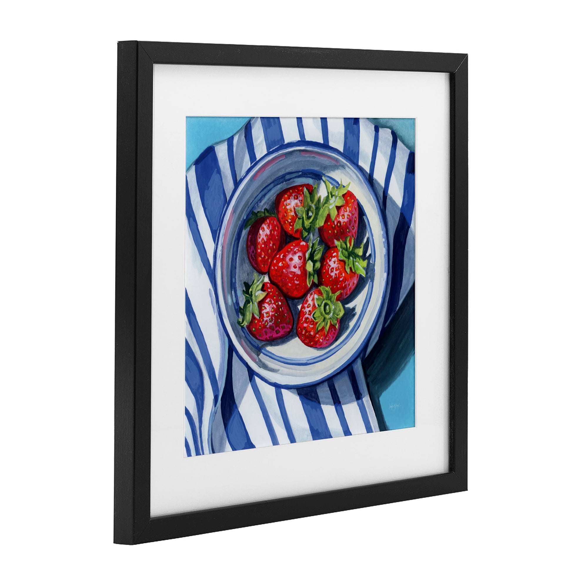 Stupell Industries Fresh Picked Kitchen Strawberries Black Framed Print Under Glass, design by Kate Jarvik Birch