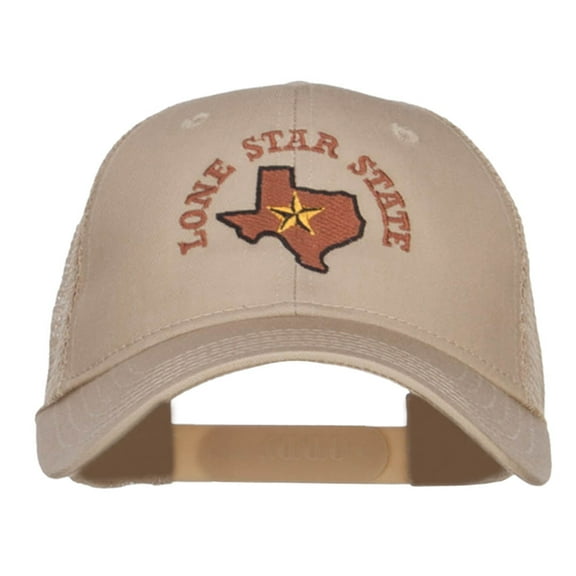 Texas Lone Star State Embroidered Trucker Cap - Khaki OSFM