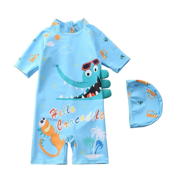 Kids Baby Swimwear Suit Clothes 2Pcs Cap Bodysuit Toddler Swimming Bathing Wetsuit Clothes Swimsuit for Children Boys A8