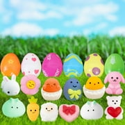 OTTOY JoyX 12 Pcs Easter Eggs Filled Mochi Squishys Toys, Filled Mochi Toys Soft Animal Stress Relief Toys Kawaii Pre-Filled Themed Easter Eggs Funny Easter Basket Egg Stuffer for Party Favors