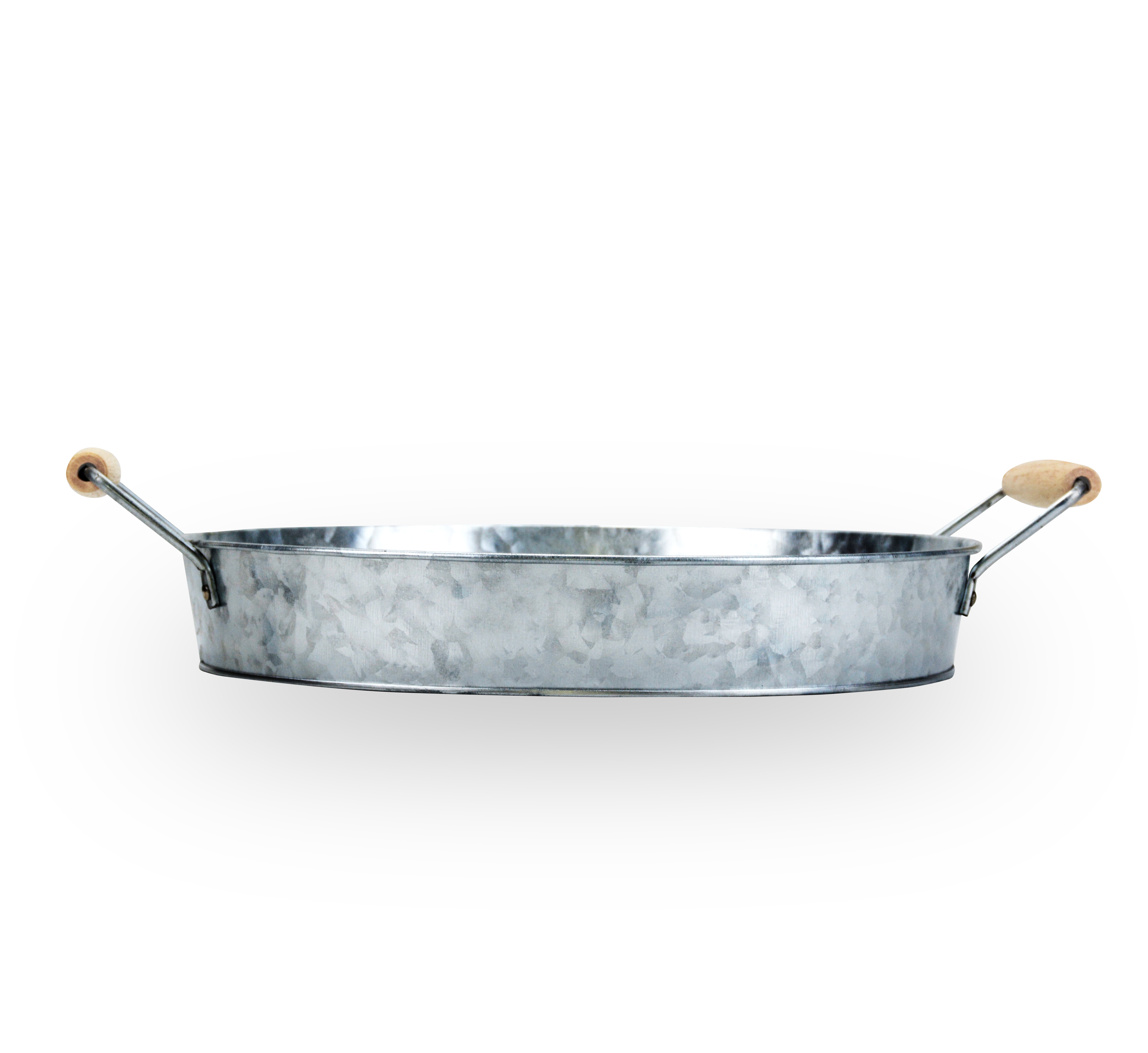Paulownia Wood & Galvanized Metal 12-inch Round Serving Tray with Rope –  MyGift