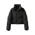 thumbnail image 2 of clear 50% off Usmixi 2023 Winter Womens Puffer Coat Womens Cotton Down Jacket Trendy Stand Neck Drawstring Zipper up Puffer Coat Winter Thickeded Padded Long Sleeve Outerwear with Pocket Up to 65% off, 2 of 6