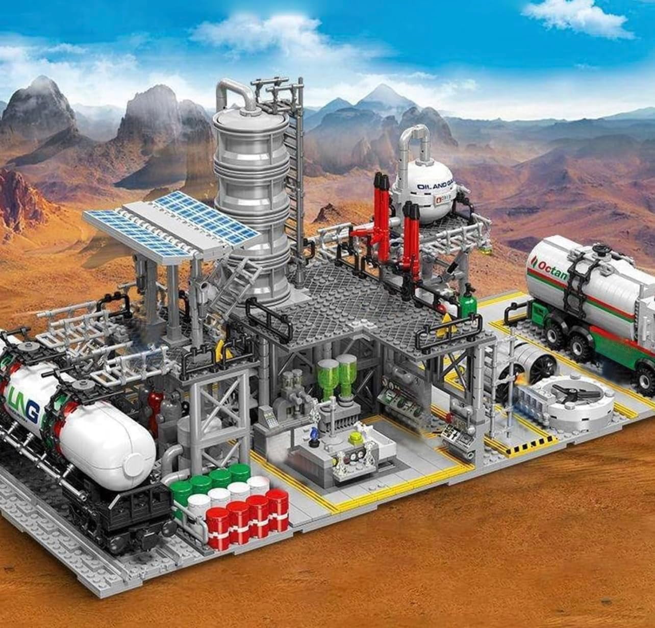 Remocguys LNG Gas Storage Plant Building Set Compatible with Lego Industrial Model Desktop Decor for Adult 704pcs