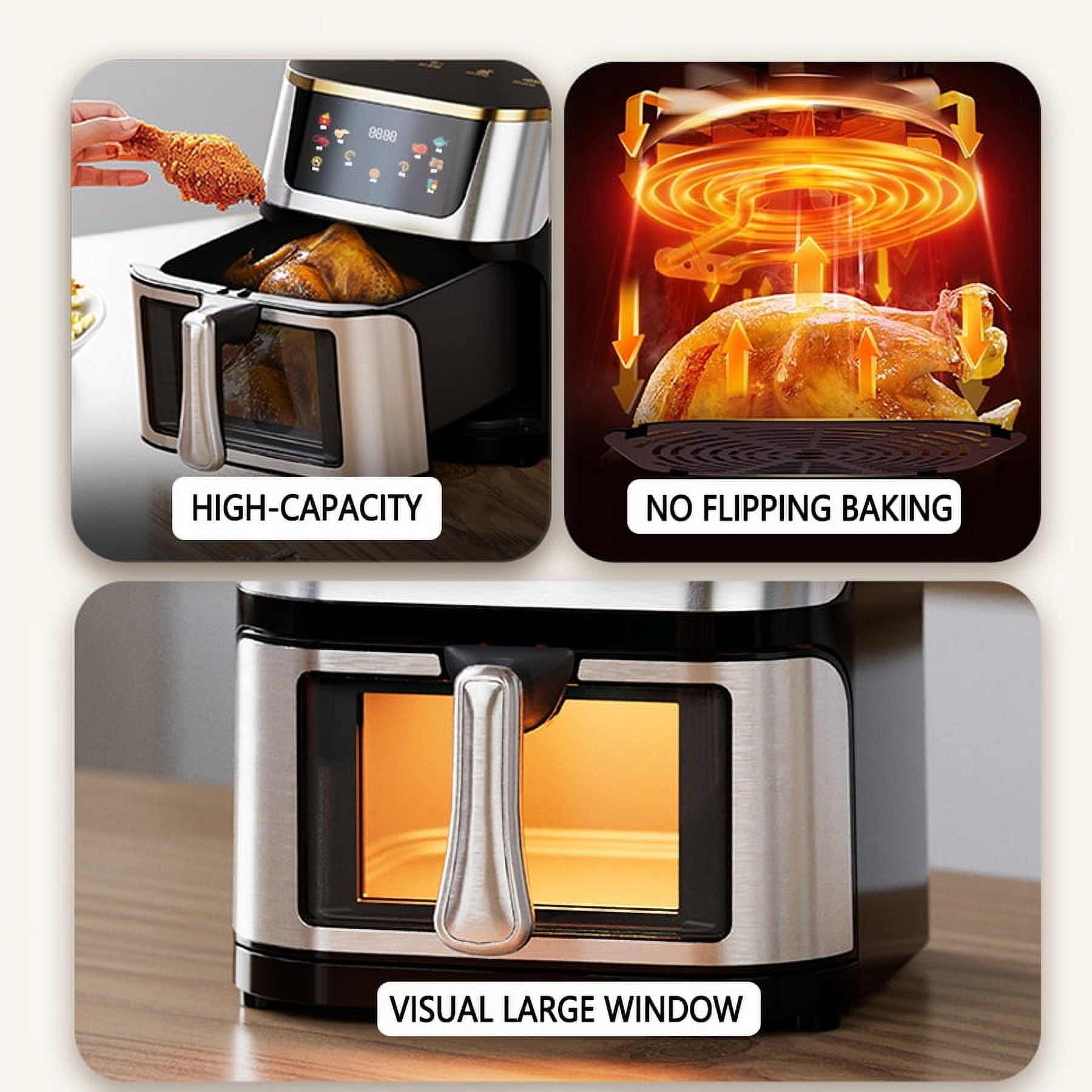Stainless steel visual intelligent household 10L large capacity air fryer