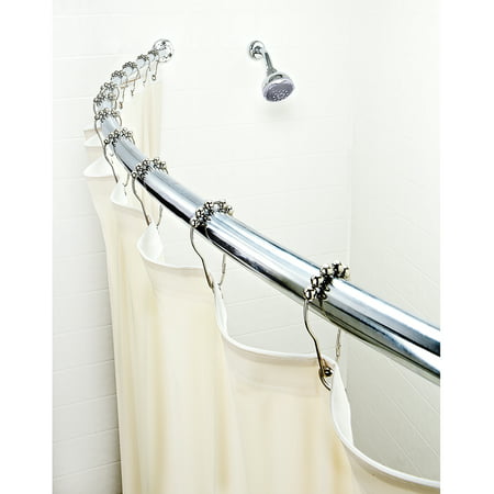 Bath Bliss Curved Chrome Shower Rod (Best Curved Shower Curtain Rod)