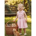 thumbnail image 6 of BemeyourBBs Toddler Baby Girl Safari Dress Kids Little Baby Girls Safari Outfit Lapel Sleeveless Front Pockets Button Down Pleated Dress with Belt Spring Summer Fall Clothes, 6 of 9