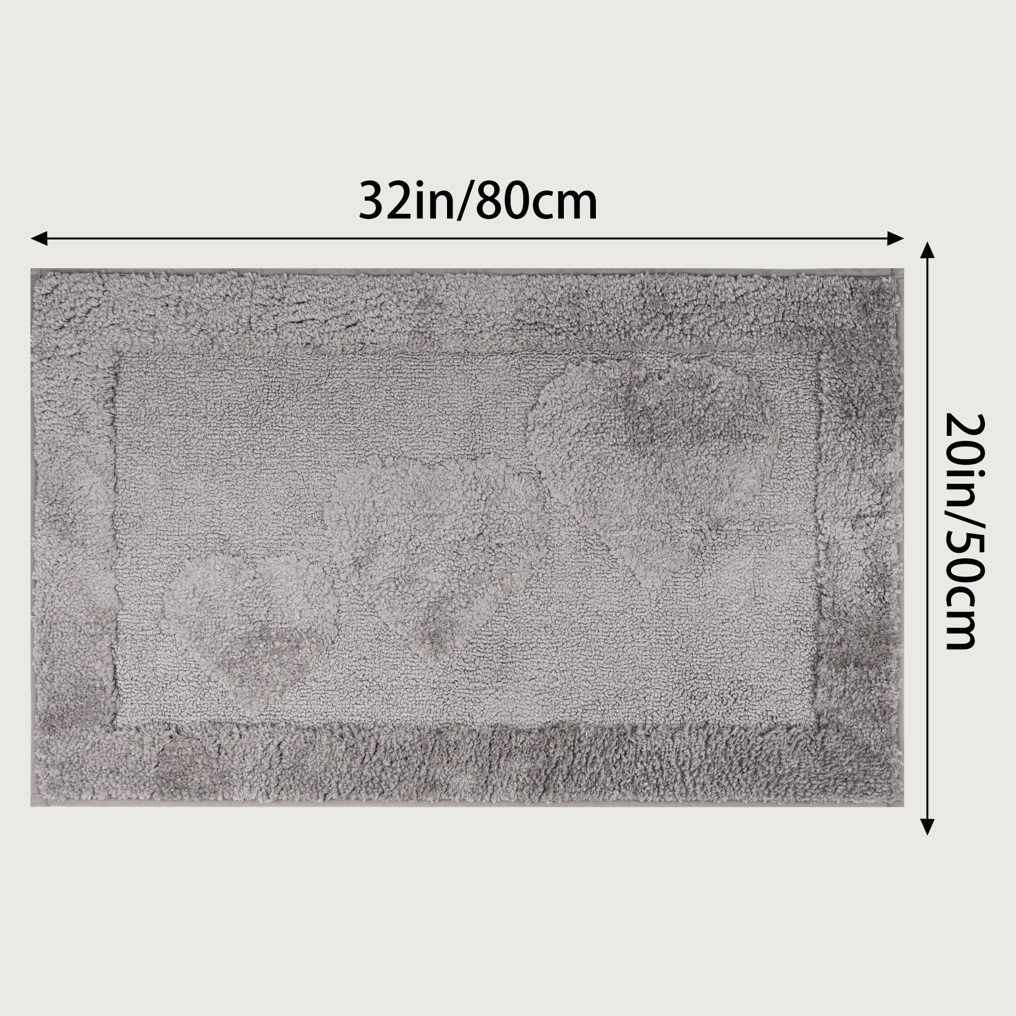 Unique Bargains Cute Heart Pattern Bath Rugs Mat Soft Absorbent Bath Rugs Grey 20" x 32"