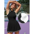 thumbnail image 3 of ALove Womens Tennis Outfit Academic Style Tennis Dresses Ribbed Polo Tennis Dress Half Zip Pleated Workout Dress with Built in Shorts and Bra, 3 of 8