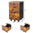 thumbnail image 2 of Hassch 2 Drawers File Cabinet with Wheels and Lock, Wooden Rolling Filing Cabinet for Letter Size, Home, Office, Printer Stand, Easy Assembly, 15.7" L x 15.7" W x 26" H, Brown, 2 of 7
