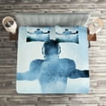 thumbnail image 2 of Ambesonne Blue Quilted Coverlet 3 Pcs, American Football Hero, Queen Size, Blue, 2 of 2