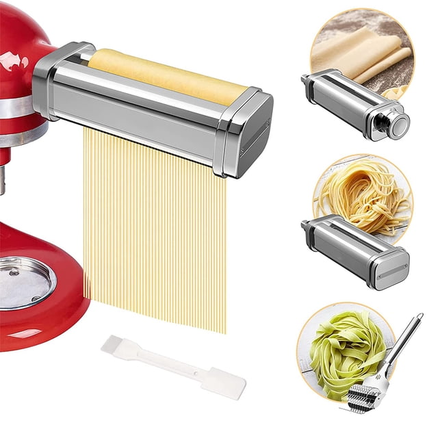 Pasta Maker 304 Stainless Steel Kitchen Pasta Attachment Stainless Steel Pasta Stainless Steel Roller Attachment Replacement for KitchenAid Stand Mixer