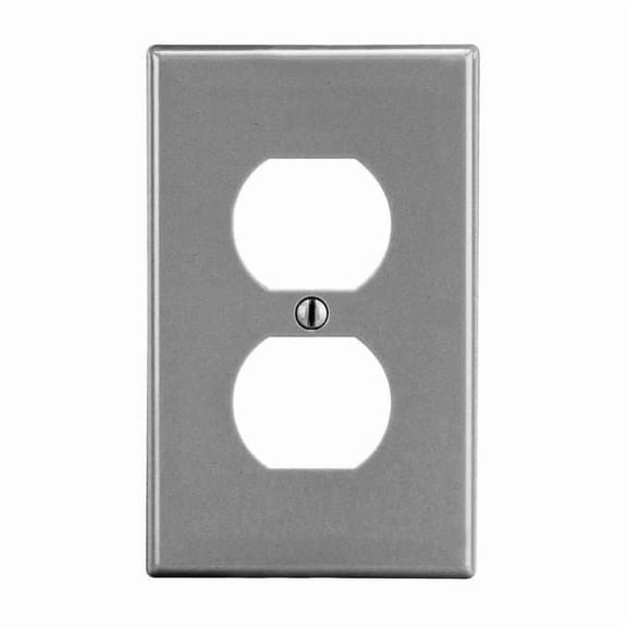 Duplex Receptacle Wall Plate, Number of Gangs: 1 Plastic, Satin Finish, Graphite