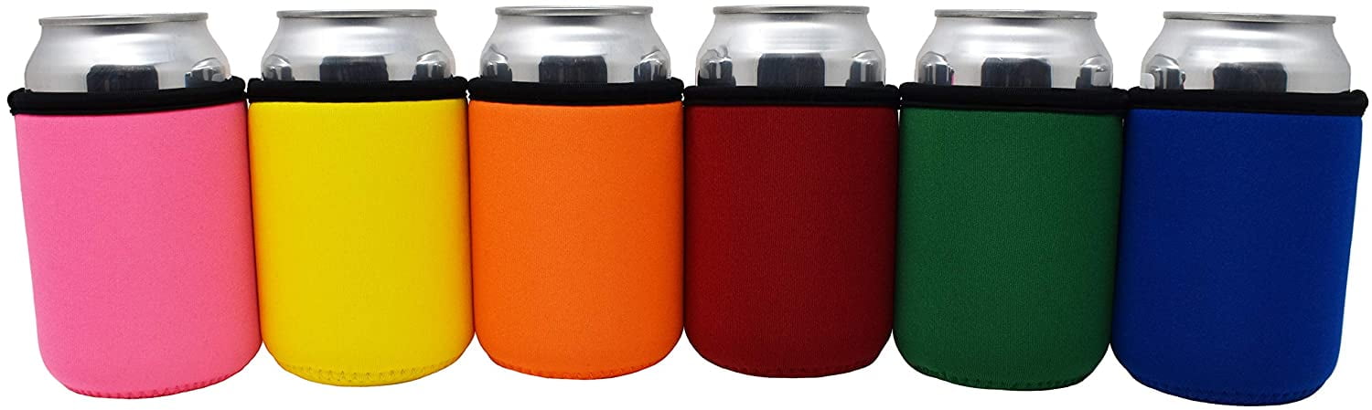 Plain Made In The USA BPA-PCB Free Beverage Budde Can Cover Assort Colors Can Cover For Standard Size Soda/Beer/Energy Drink Cans 6 pack