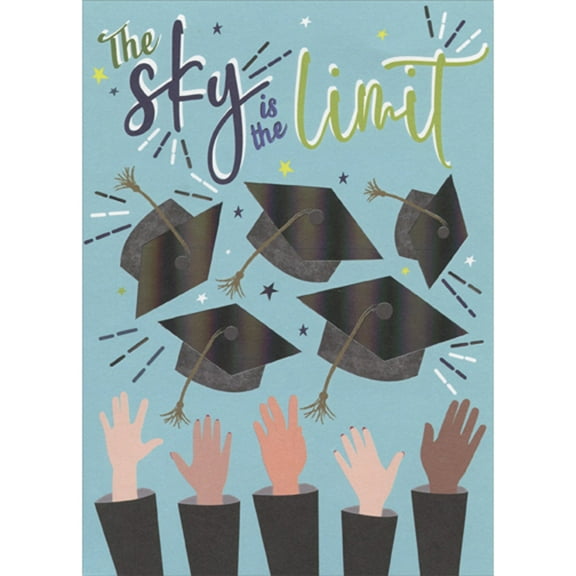 RSVP The Sky is the Limit: Grad Caps Being Tossed in Air Graduation Congratulations Card