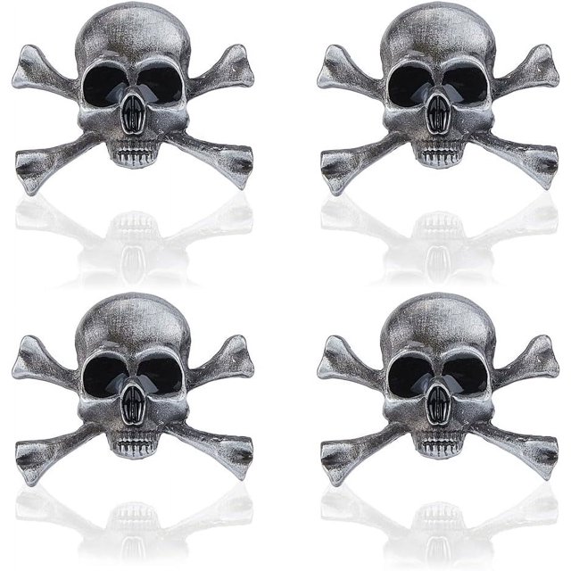 4 broches góticos estilo punk con calavera y tibias cruzadas. Insignia de aleación, ideal para decorar trajes, abrigos y chaquetas de hombre y mujer.