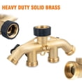 thumbnail image 2 of GARFANS Brass Garden Hose Splitter 4 Way Solid Brass Hose Connector 3/4" Hose Spigot Adapter 4 Valves, 2 of 6