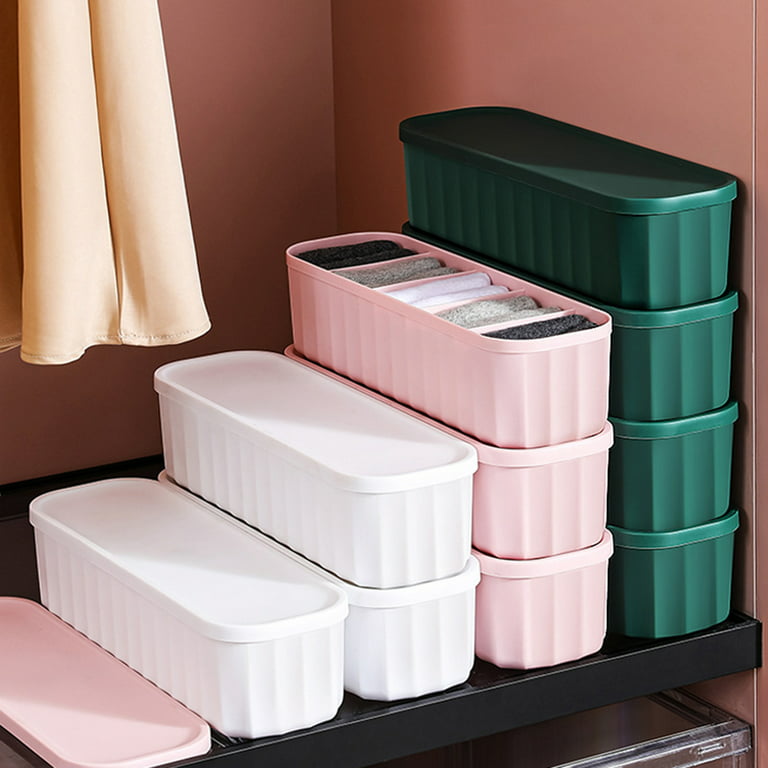 Honrane Storage Box Stackable Large Capacity PP Divided 5 Cells Underwear  Organizer Home Supplies