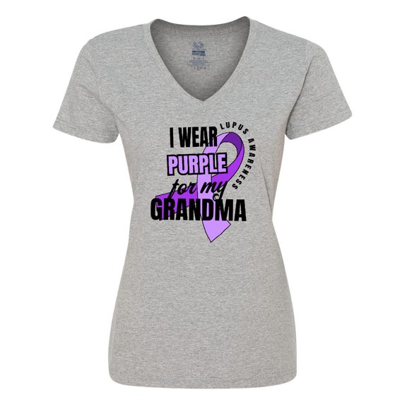 Inktastic I Wear Purple For My Grandma Lupus Awareness Women's V-Neck T-Shirt