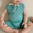 thumbnail image 4 of Lilgiuy Baby Summer Jumpsuit Casual Solid Color Sleeveless Round Neck Soft Comfortable Romper for School (Green,16-22 months), 4 of 5
