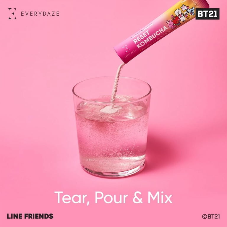 EVERYDAZE BT21 Reset Kombucha, Peach Flavor, 10 Pack Powder Mix