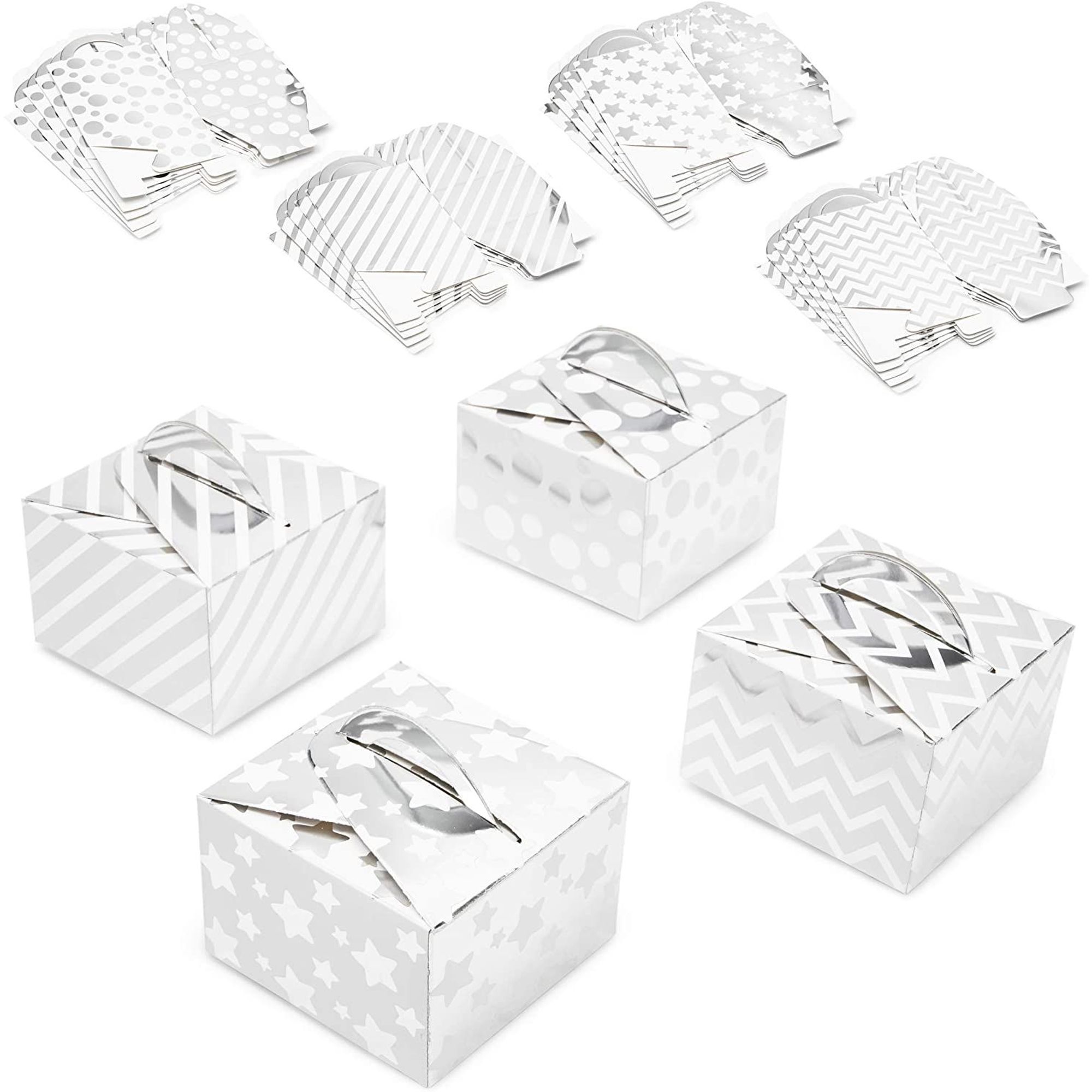 Bright Creations Metallic Silver` Paper Gift Boxes 3.5&Amp;Quot; X 3.5&Amp;Quot; X 3.4&Amp;Quot; For Wedding And Party, 24 ...