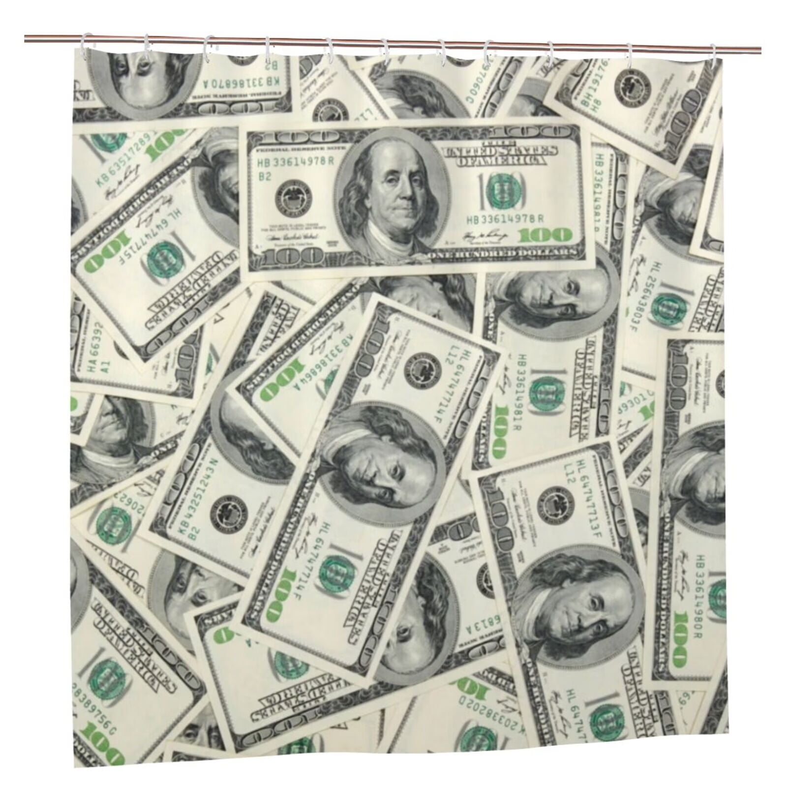 JOOCAR Money Shower Curtain, Funny USA 100 Dollar Bill Cash Theme