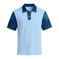 thumbnail image 7 of Blekii Men's Denim Patchwork Short Sleeve Polo Shirt Slim Fit Casual Button down Light Blue 2Xl, 7 of 7