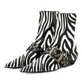 thumbnail image 2 of YDN Women Fashion Pointed Toe Strap Buckle Flats Boots Side Zippers Chelsea Ankle Booties Club Party Daily Shoes Size 8 Zebra, 2 of 4