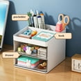 thumbnail image 3 of Small Desk Organizer With Drawer, Office Desktop Storage Box, Makeup Organizer, Business Card/Pen/Pencil/Mobile Phone/Stationery, 3 of 9