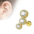 thumbnail image 2 of Cartilage Tragus Barbell Stud 16g 3 Round CZ, 2 of 3