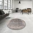 thumbnail image 4 of Ahgly Company Machine Washable Indoor Round Industrial Modern Silver Pink Area Rugs, 4' Round, 4 of 7